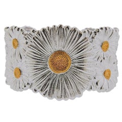 Buccellati Gold Silber Blume Blüte Manschettenknopf Armband