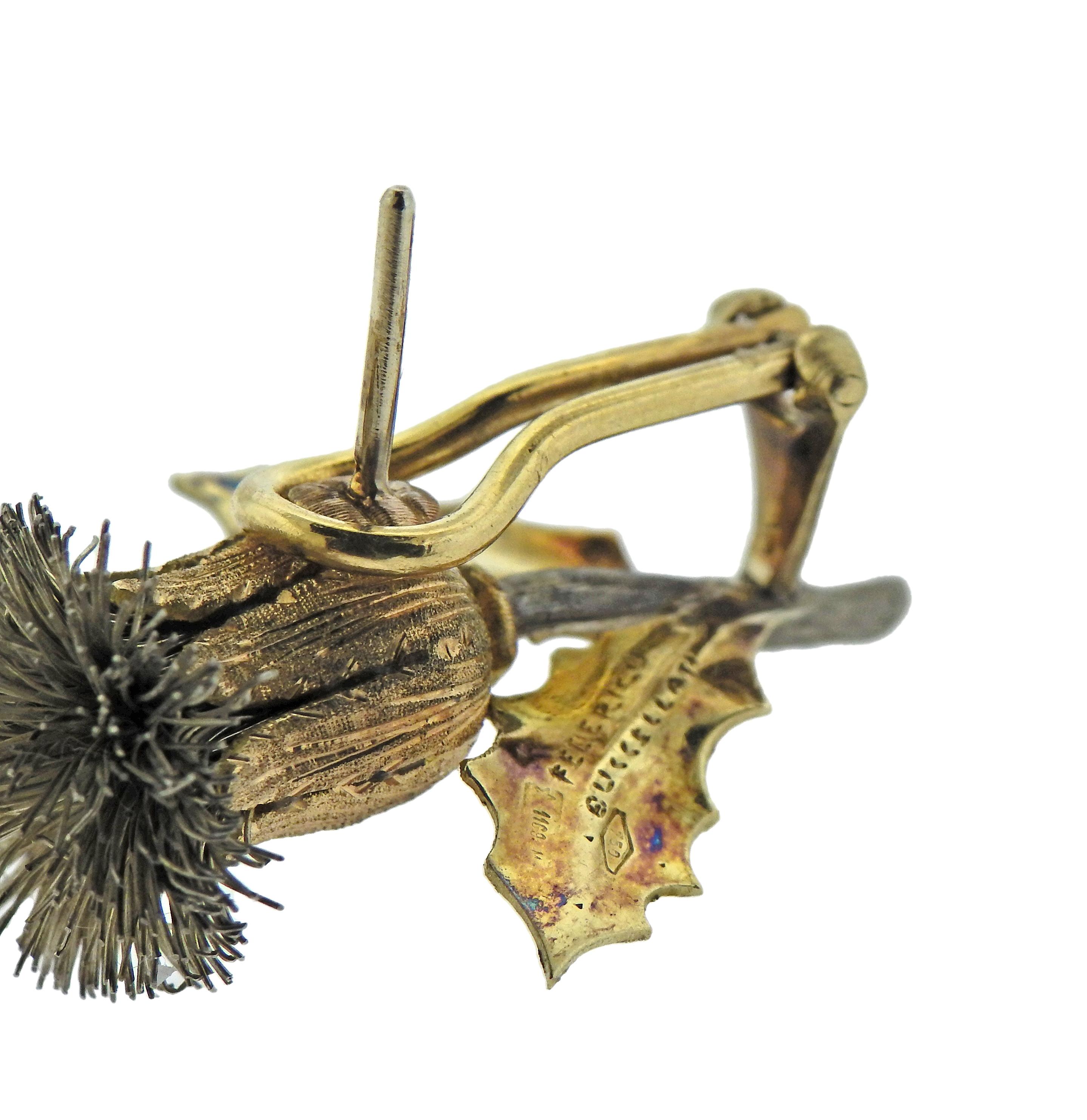 thistle earrings gold