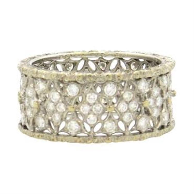 Round Cut Buccellati Gorgeous Diamond Gold Wedding Band Ring