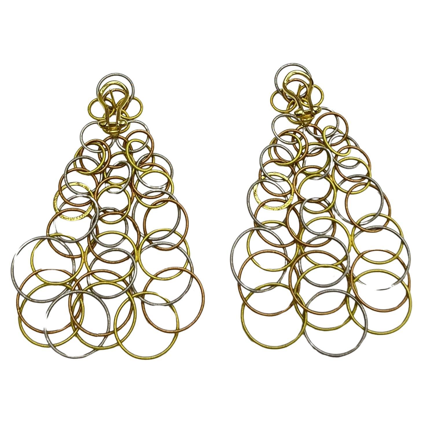 Buccellati Hawaii 18K Tri Color Gold Circle drop earrings