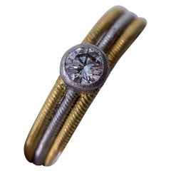 Buccellati Hawaii 18K Two-Tone Gold Twisted Wire Bezel Diamond Ring