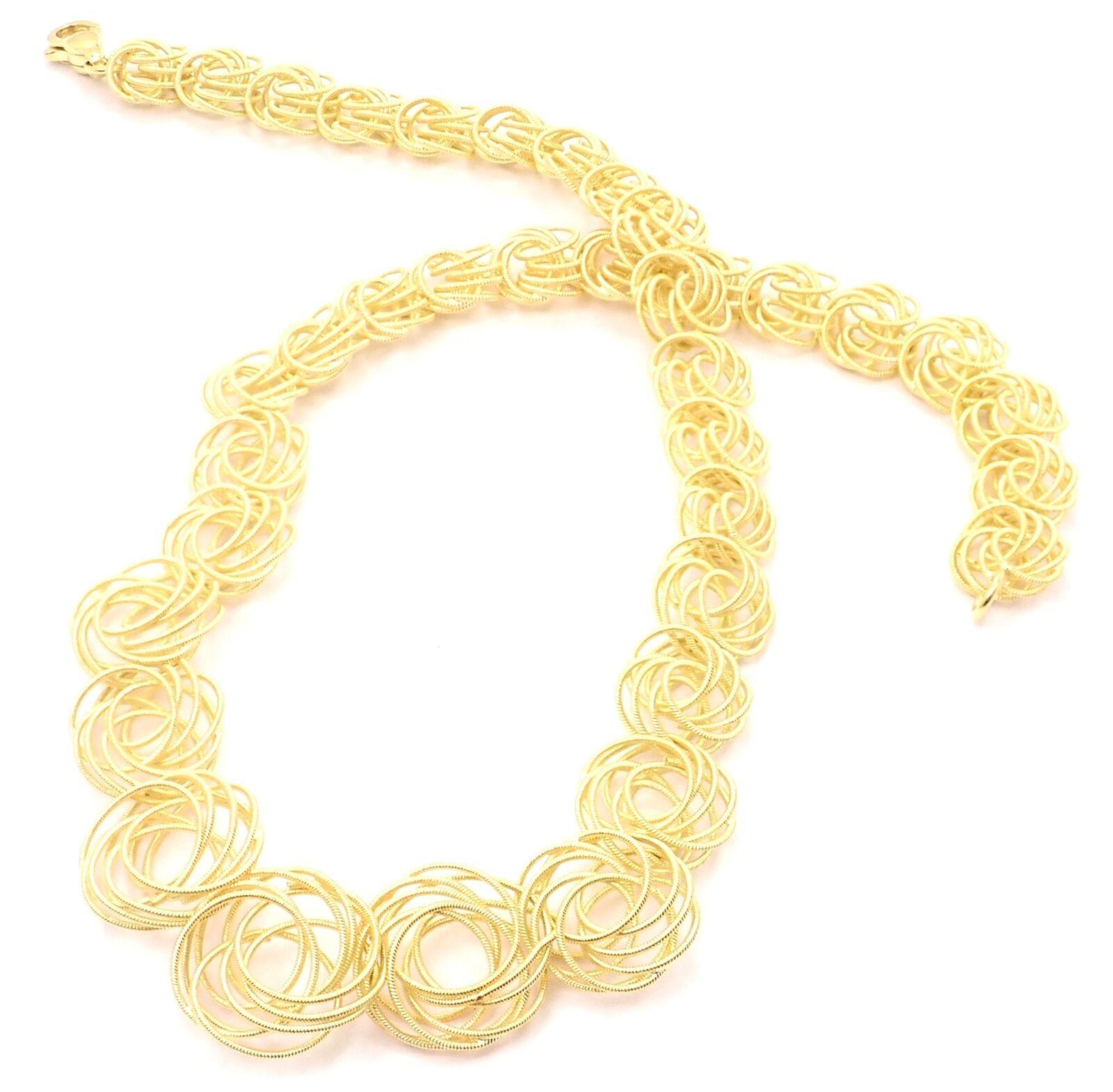 Buccellati Hawaii Wire Graduated Yellow Gold Link Necklace In Excellent Condition In Holland, PA