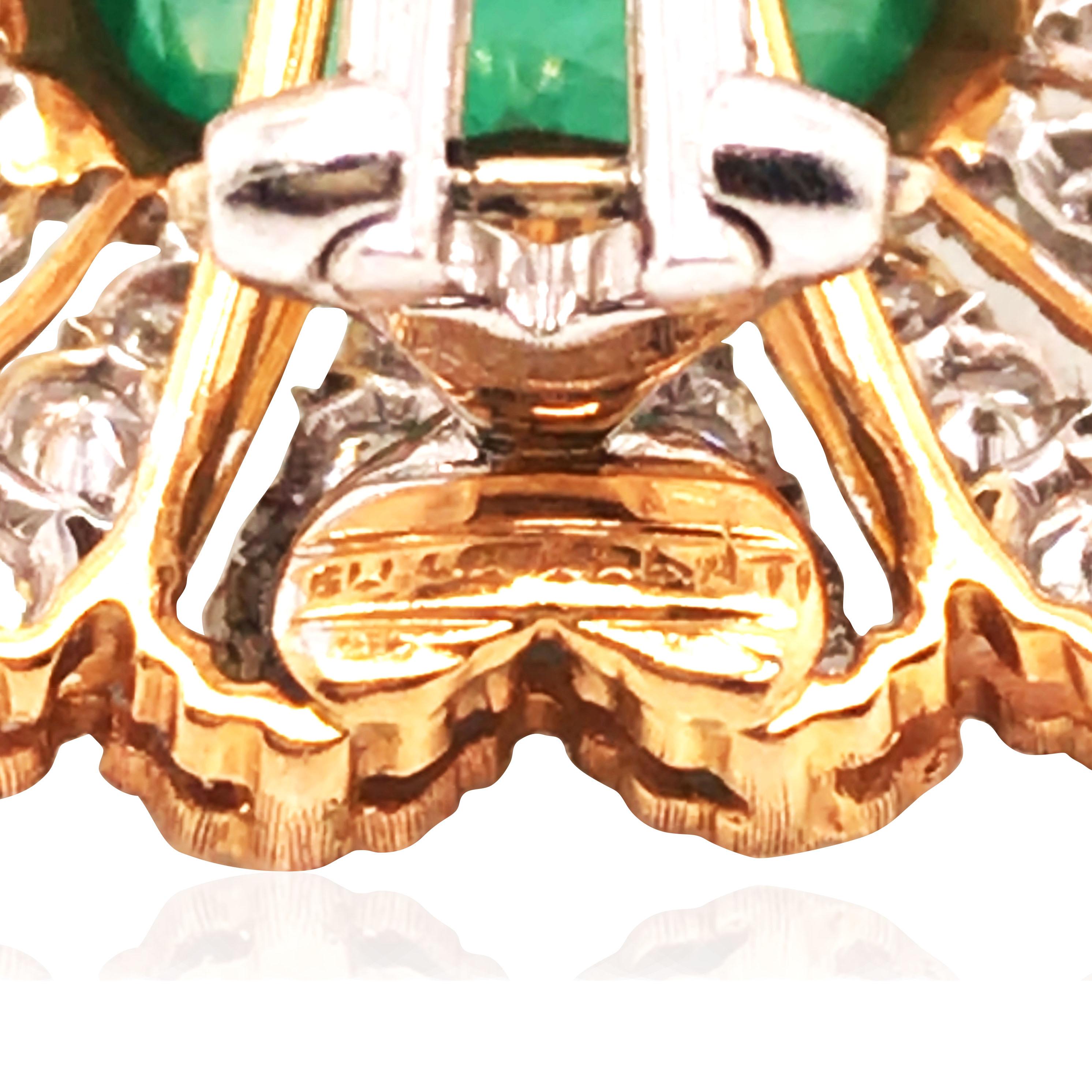 Women's Buccellati, Heart-shaped Emerald Diamond Gold Earrings, AGL For Sale