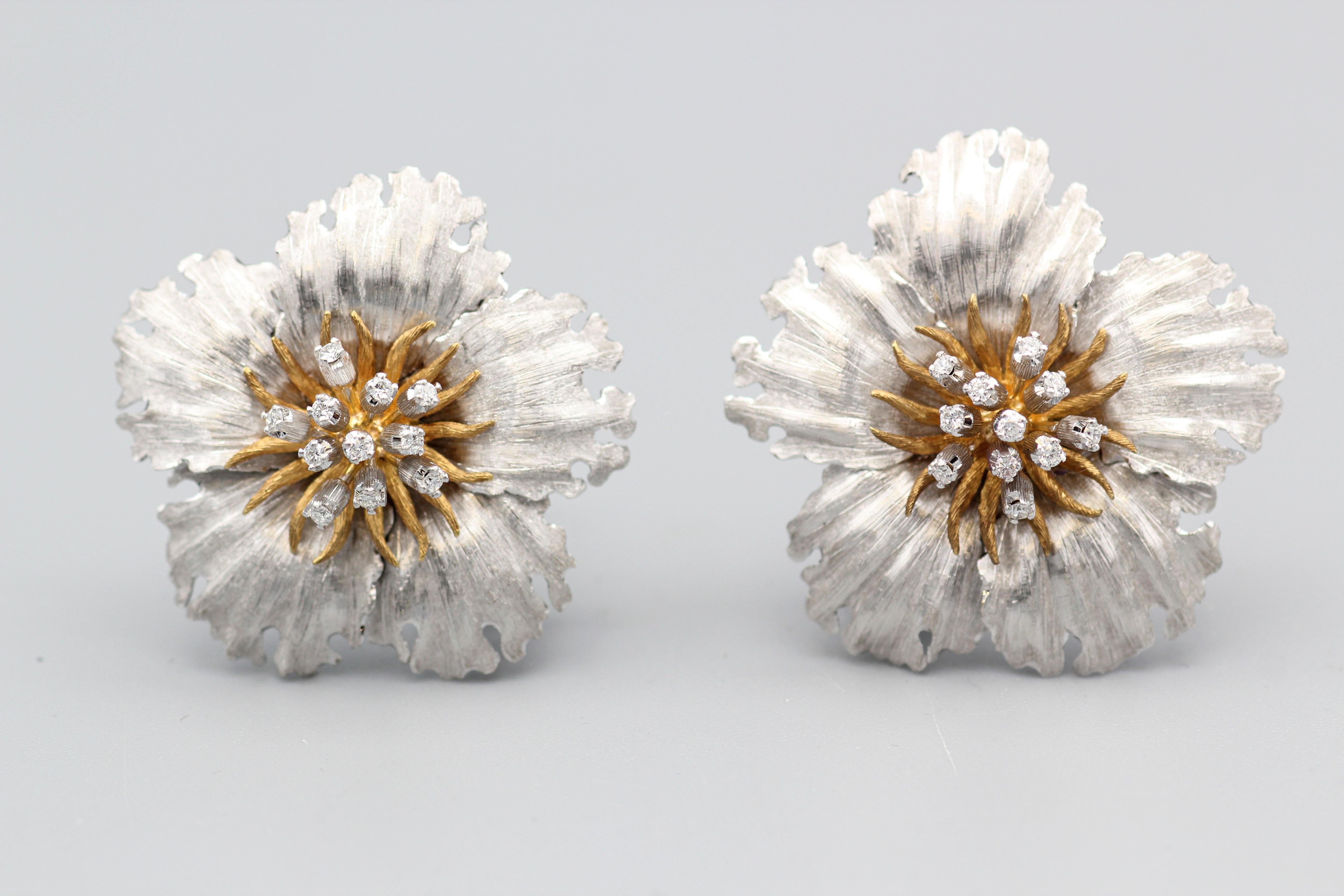 Elevate your jewelry collection with the Buccellati Hibiscus Flower Diamond Two-Tone 18 Karat Gold Earrings—a masterpiece that encapsulates the renowned craftsmanship and distinctive style of Buccellati. These earrings are a botanical symphony,
