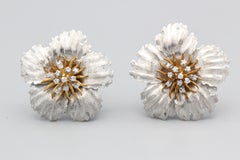 Buccellati Hibiscus Flower Diamond Two-Tone 18 Karat Gold Earrings