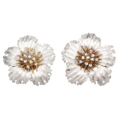 Buccellati Hibiscus Flower Diamond Two-Tone 18 Karat Gold Earrings