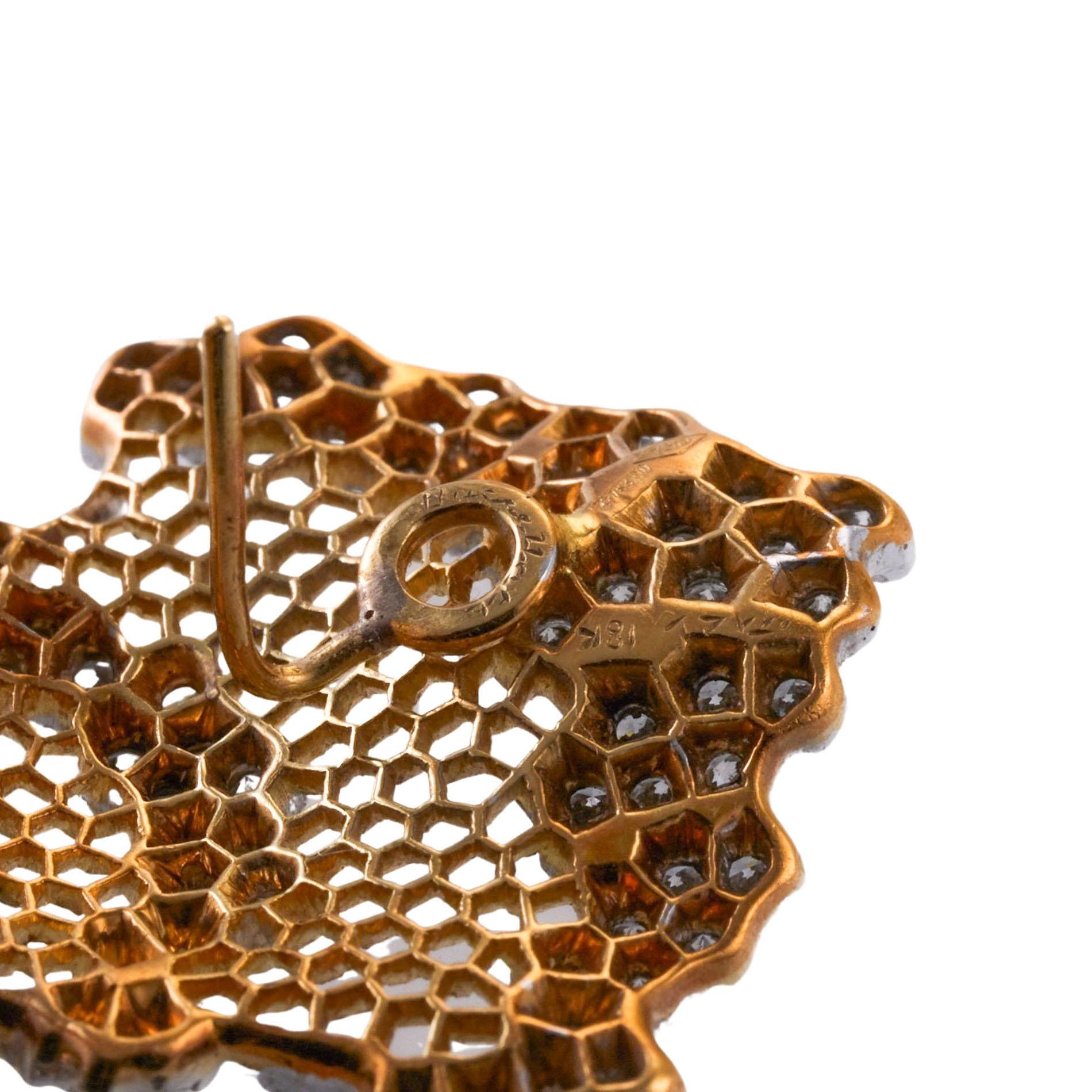 Buccellati Gold-Kronleuchter-Ohrringe mit Diamanten in Wabenform im Angebot 1