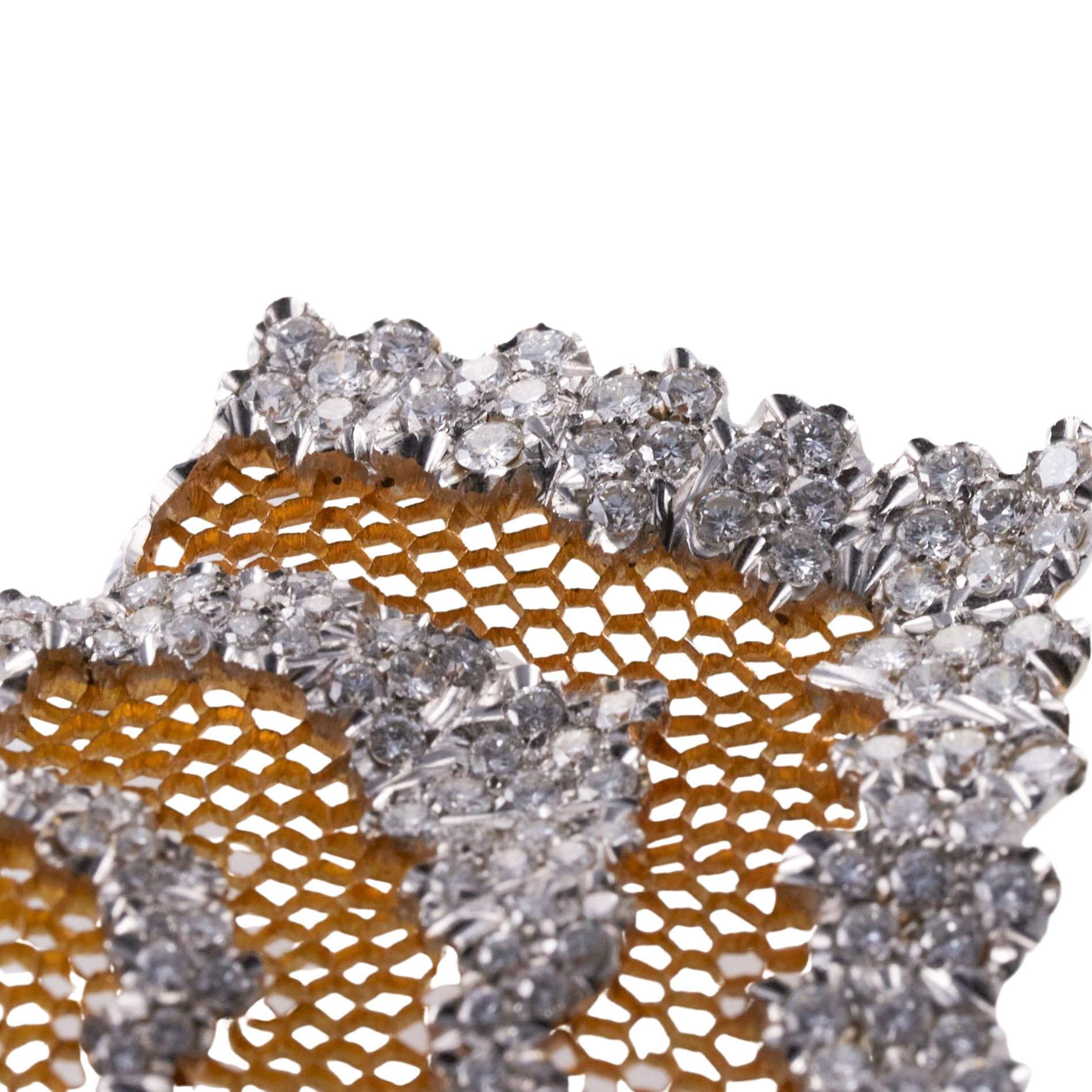 Buccellati Gold-Kronleuchter-Ohrringe mit Diamanten in Wabenform im Angebot 2