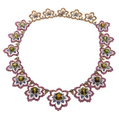 Goldhalskette mit bedeutendem und einzigartigem Rubin-Saphir-Peridot von Buccellati