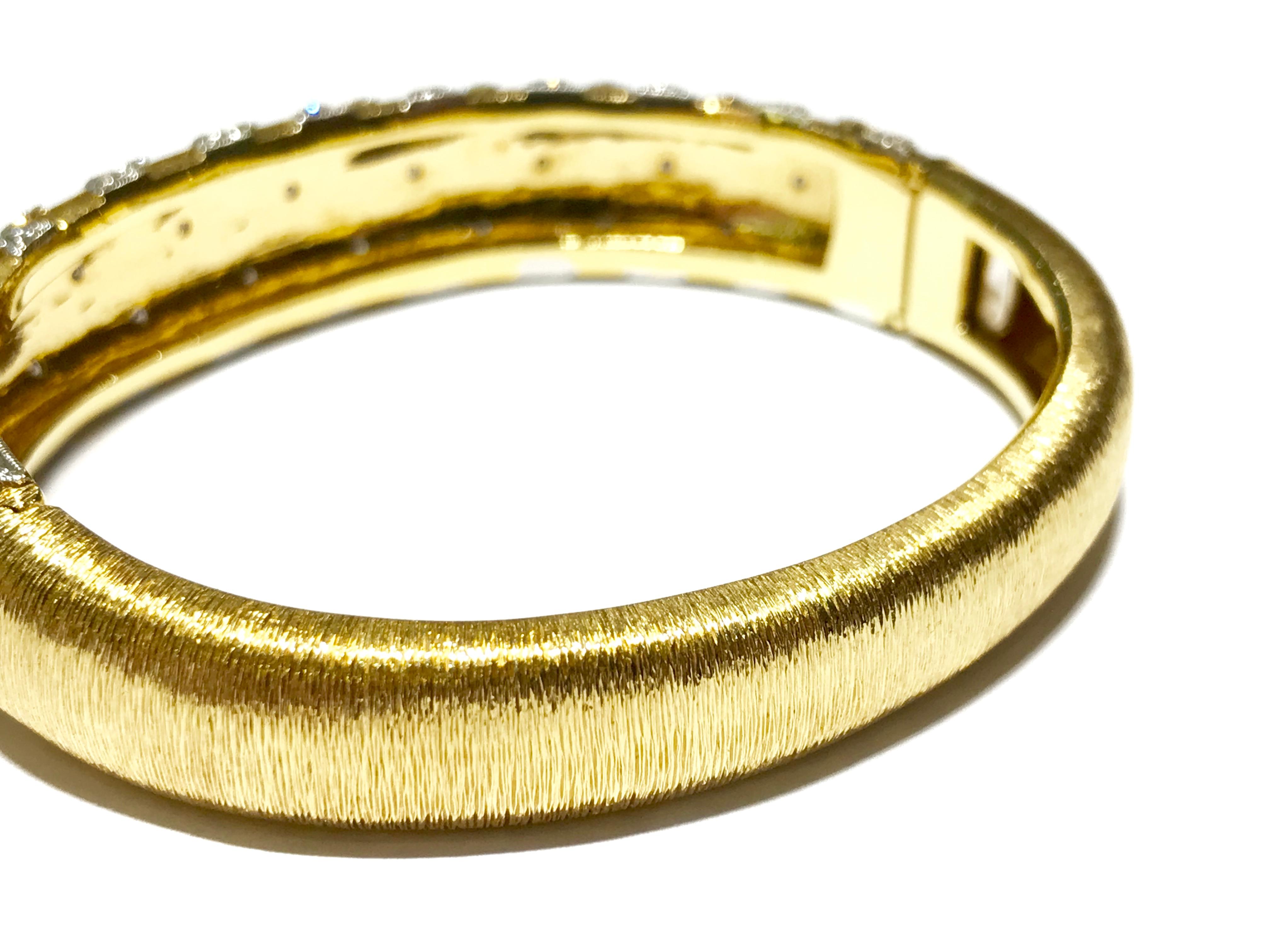 Custom Design Bracelet in Yellow Gold with White Gold Bezels Set with Diamonds In New Condition For Sale In Toronto, Ontario