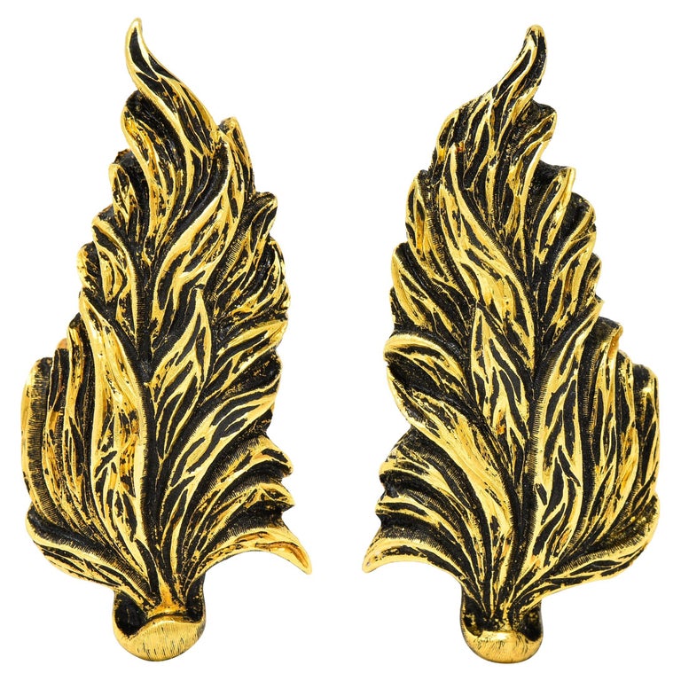Boucles D'Oreilles Vintage Clips - Métal Doré - Style Pendantes - Occasion - Paris France