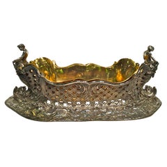 BUCCELLATI Italian Centerpiece Solid Silver Gold-Plated "Tritons", circa 1920