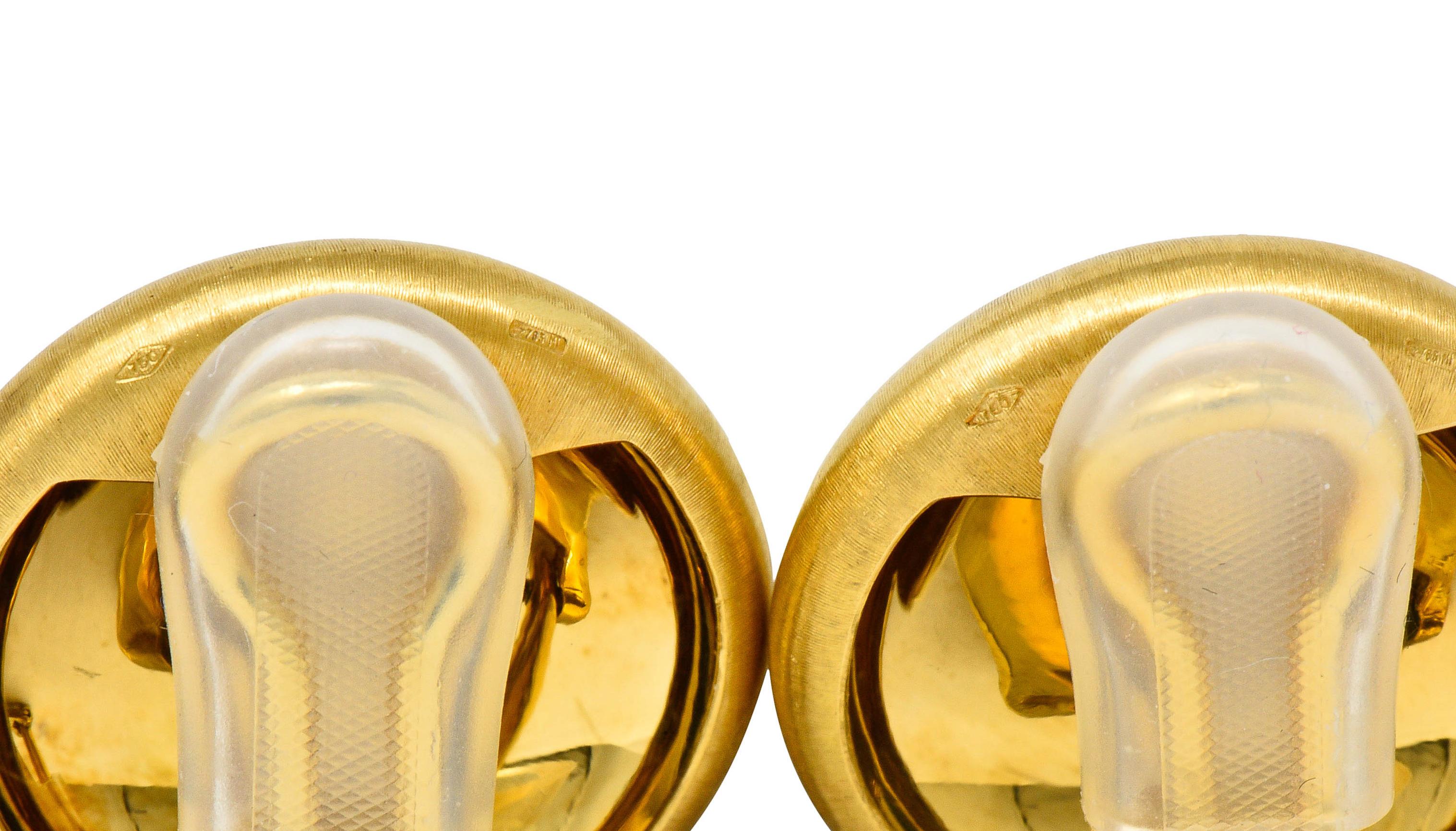 Brilliant Cut Buccellati Italian Diamond 18 Karat Two-Toned Gold Snowflake Ear-Clip Earrings