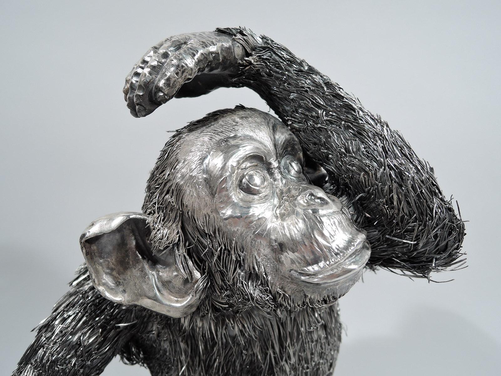 20ième siècle Figure de Chimpanzee italienne en argent de Buccellati en vente