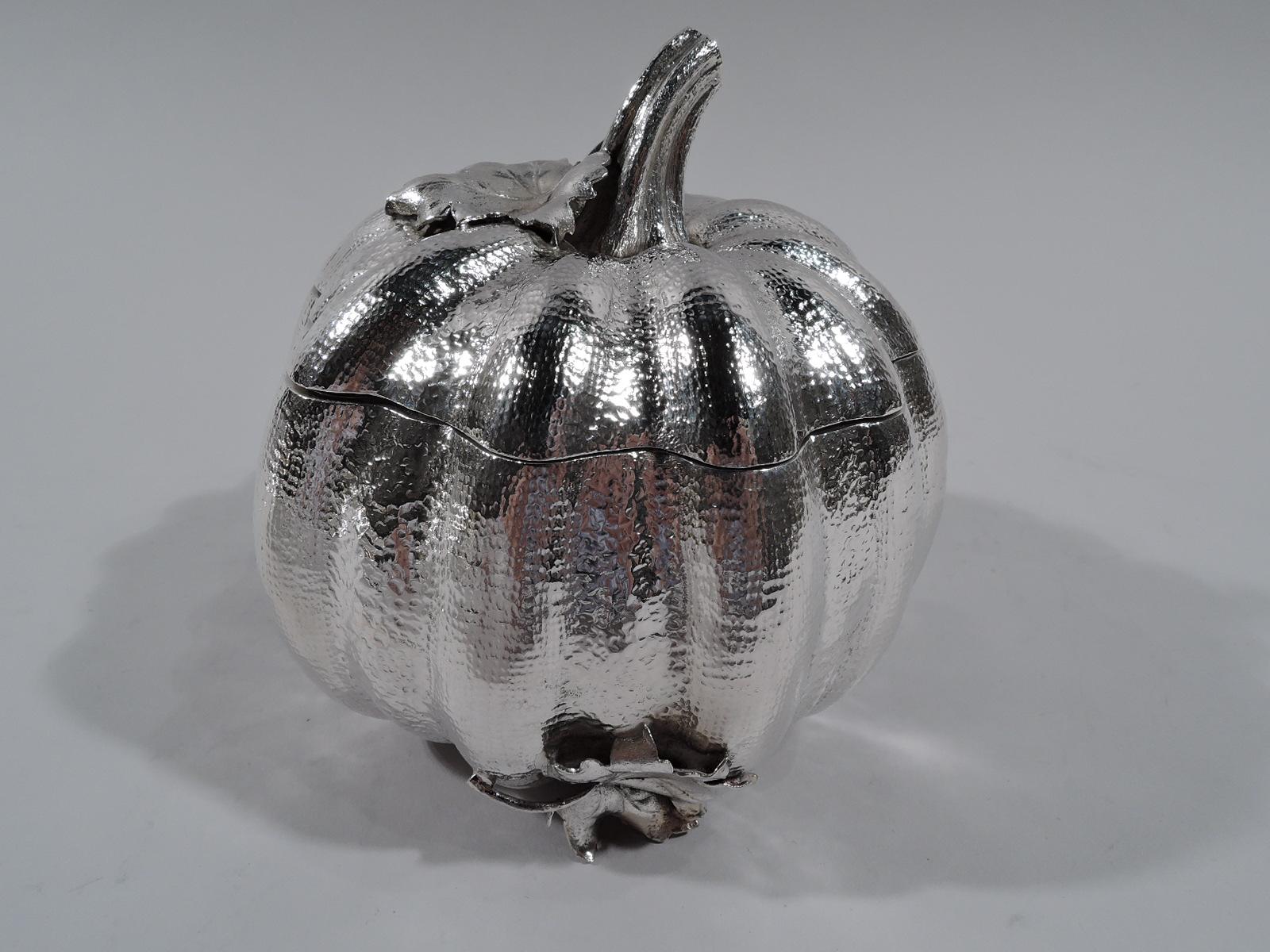 Modern Buccellati Italian Sterling Silver Figural Pumpkin Gourd Box