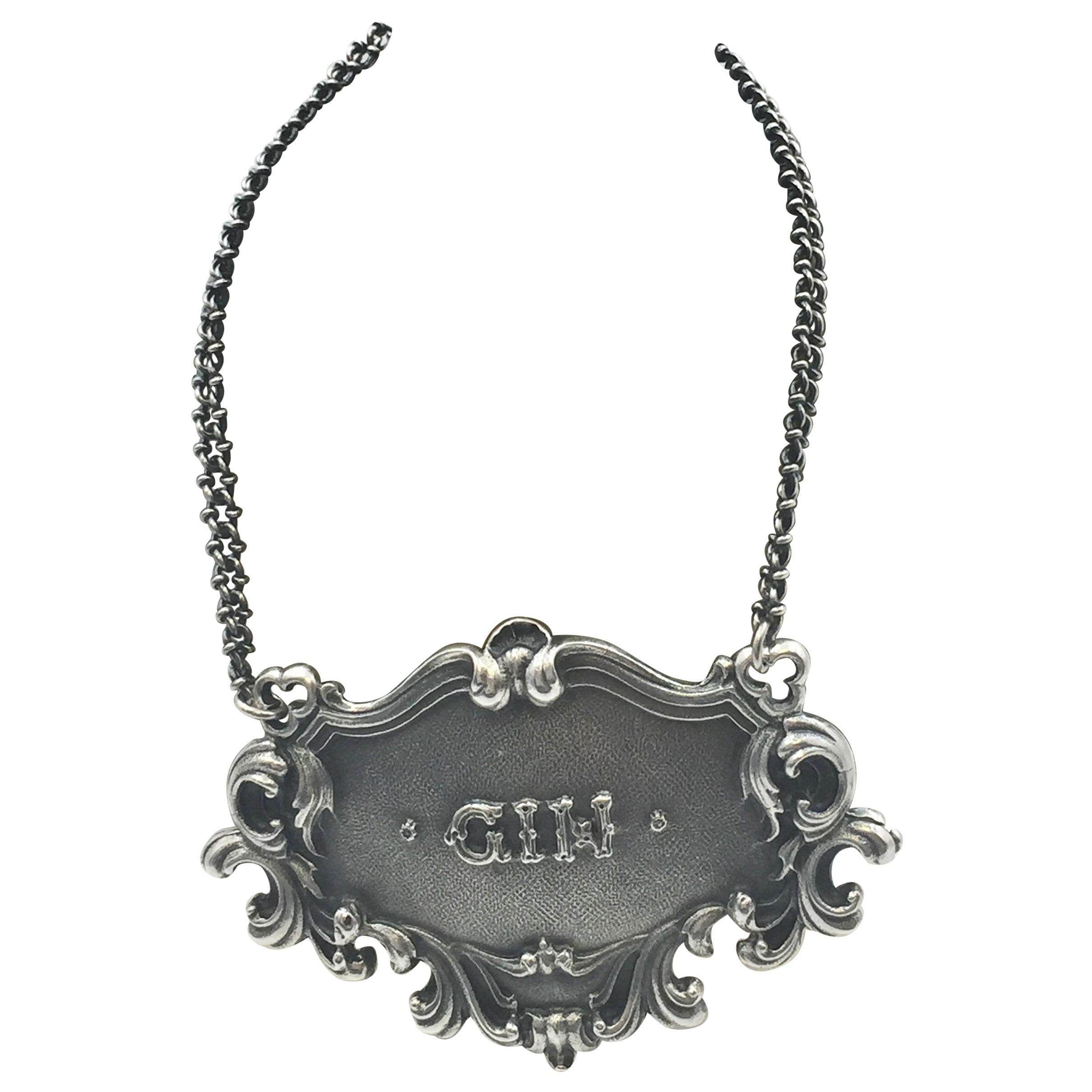 Set of 4 Sterling Silver Drink Labels Whisky, Gin, Brandy Dry Sherry