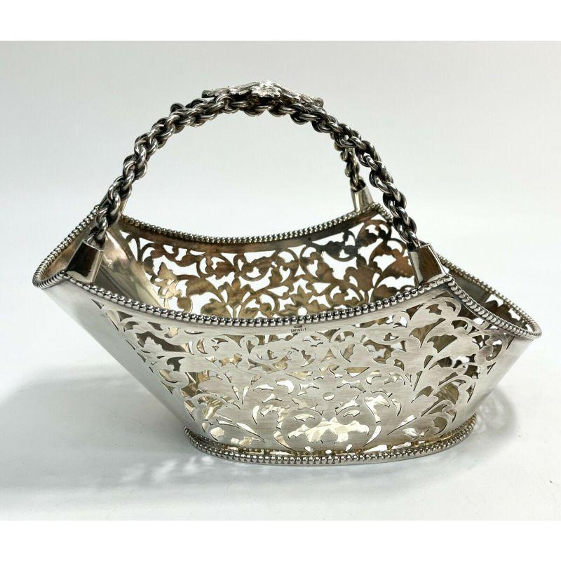 20th Century Buccellati Italian Sterling Silver Pierced Wine Caddy with Beaded Rim For Sale