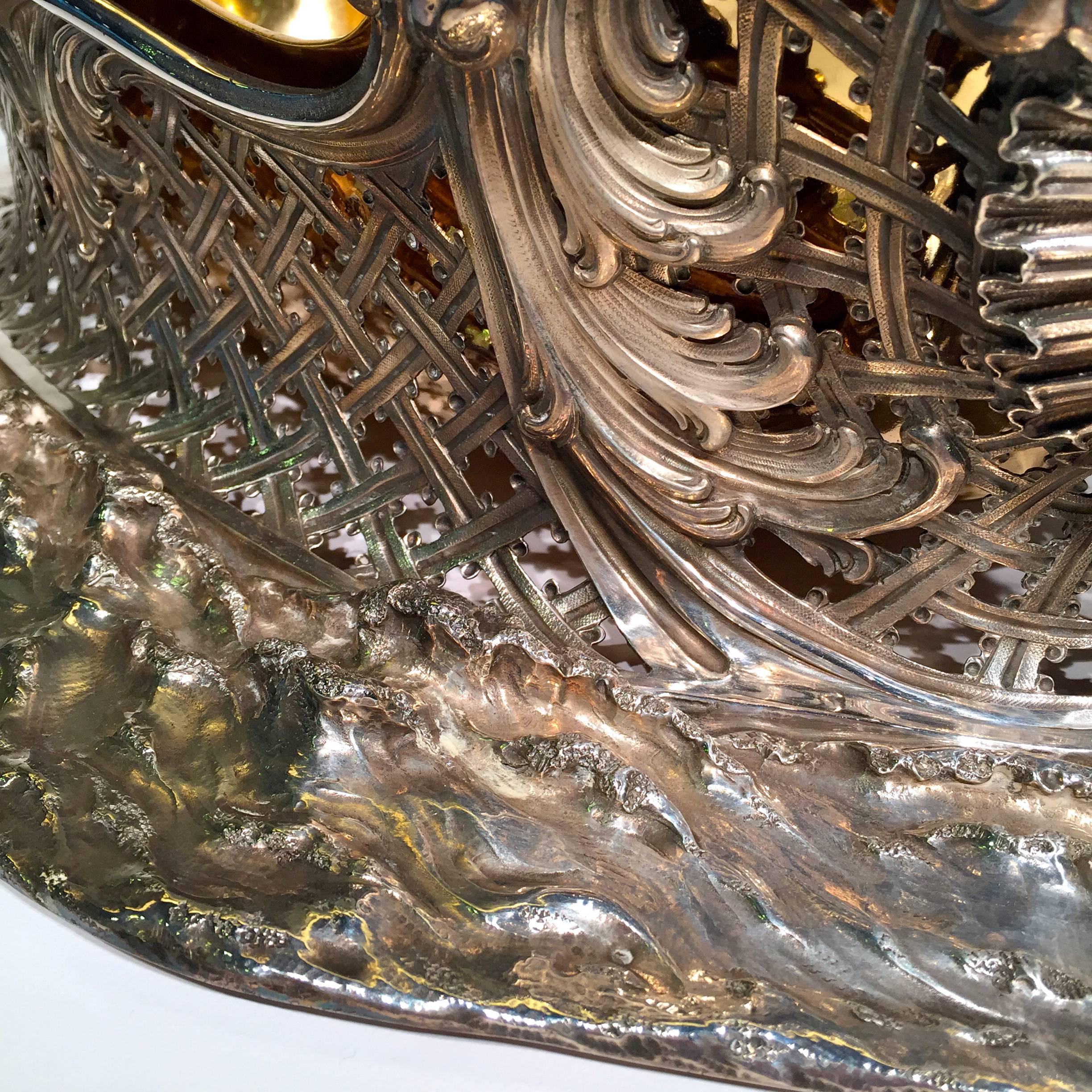 BUCCELLATI Italian Centerpiece Solid Silver Gold-Plated 
