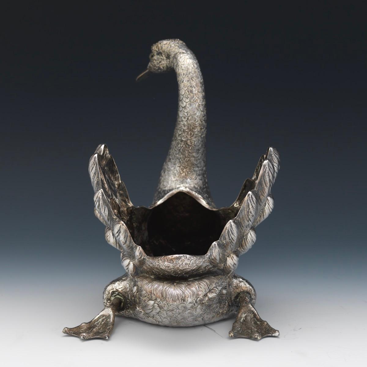 Italian Buccellati Italy, a Large Sterling Silver Swan Centerpiece