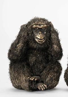 Buccellati Italy, a Set of Three Silver Models of the Wise Monkeys