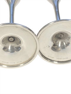 Buccellati Italy Tall Sterling Silver Champagne Flute Toasting Cups