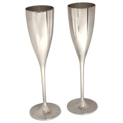 Buccellati Italien Große Sterling Silber Champagner Flöte Toasting Cups