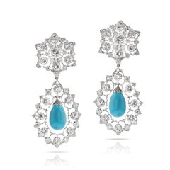 Buccellati Italy Turquoise and Diamond Earrings, 18k