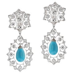Buccellati Italy Turquoise and Diamond Earrings, 18k