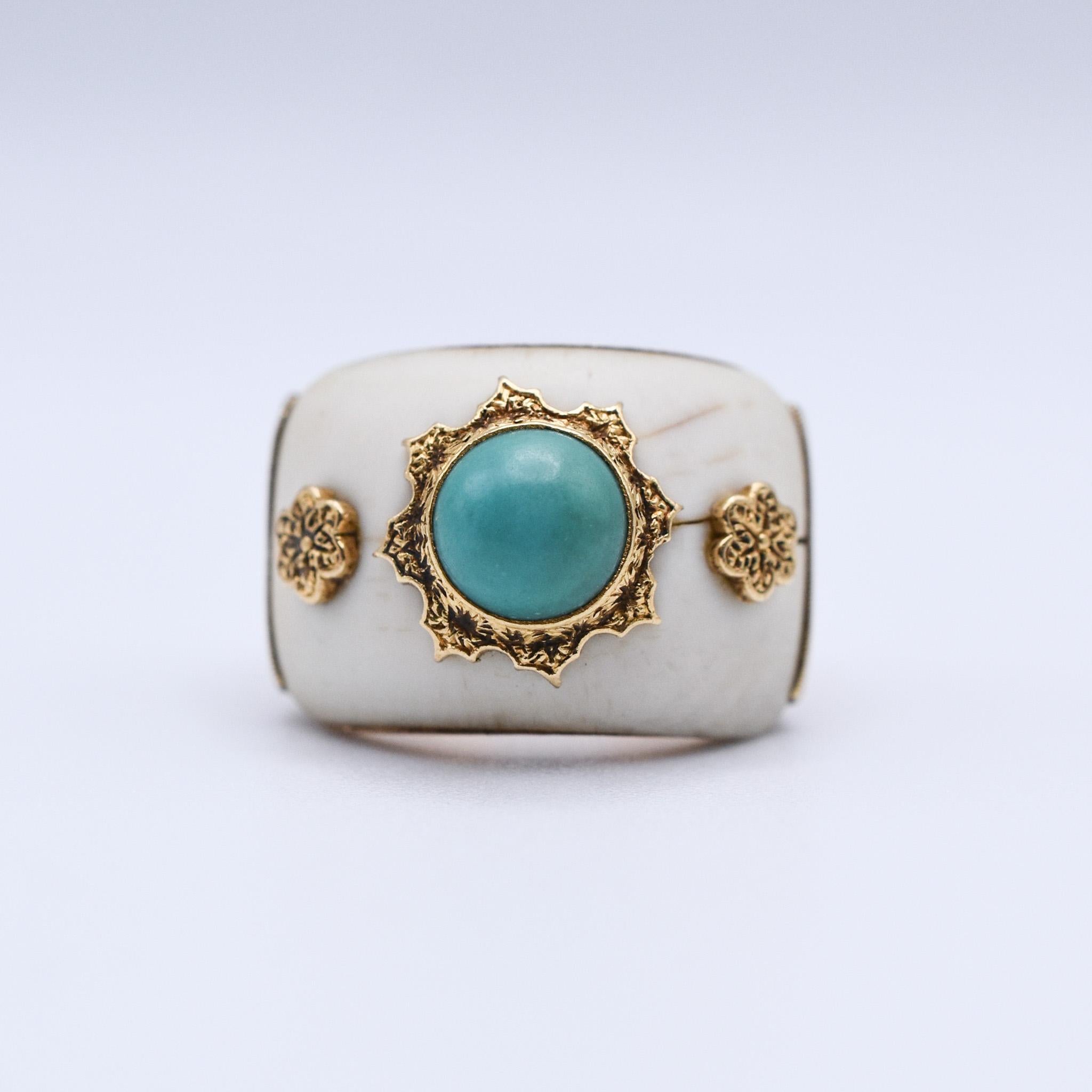 Buccellati Ivory and Turquoise Gold Ring
