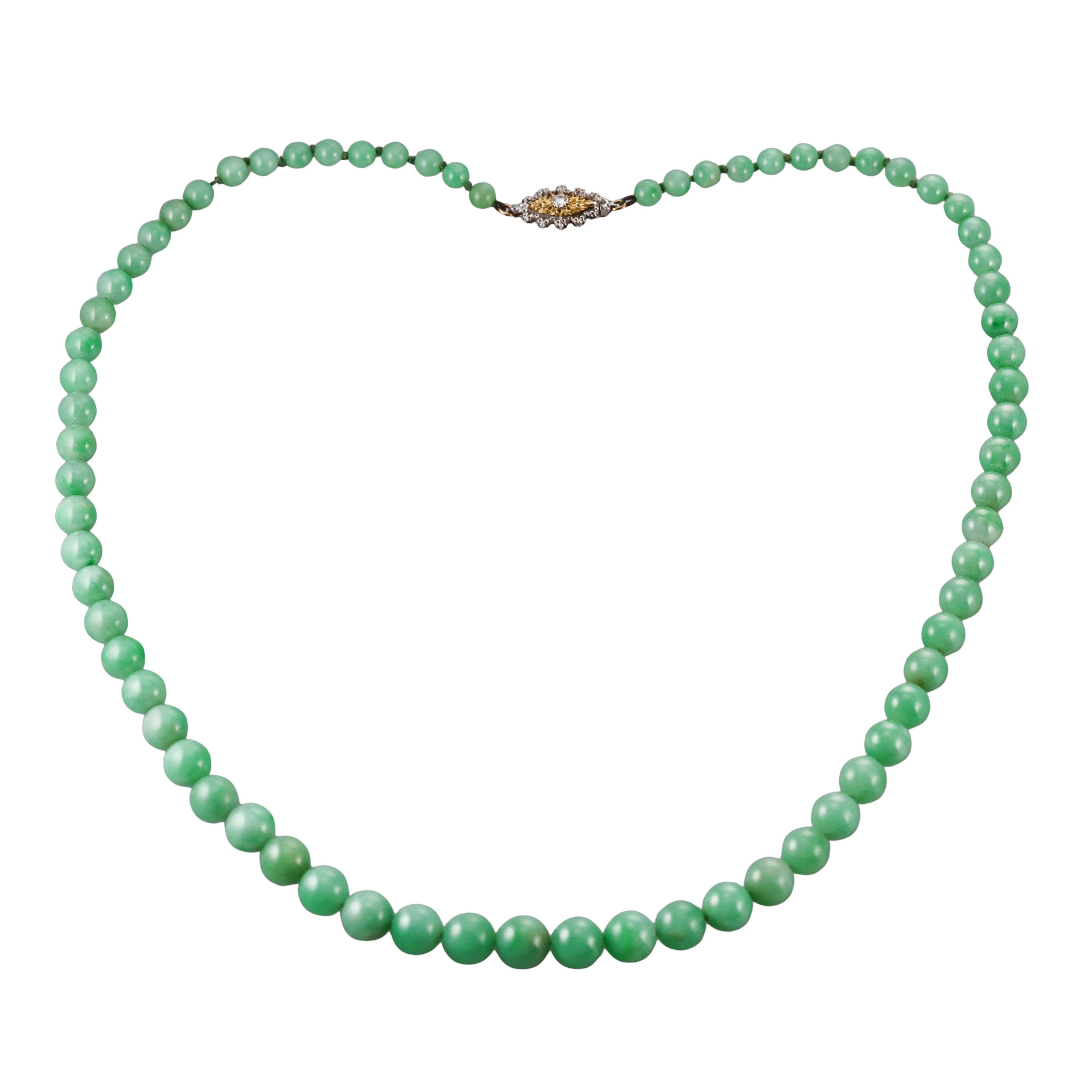 Buccellati - Collier en or 18k avec perles de jade et diamants