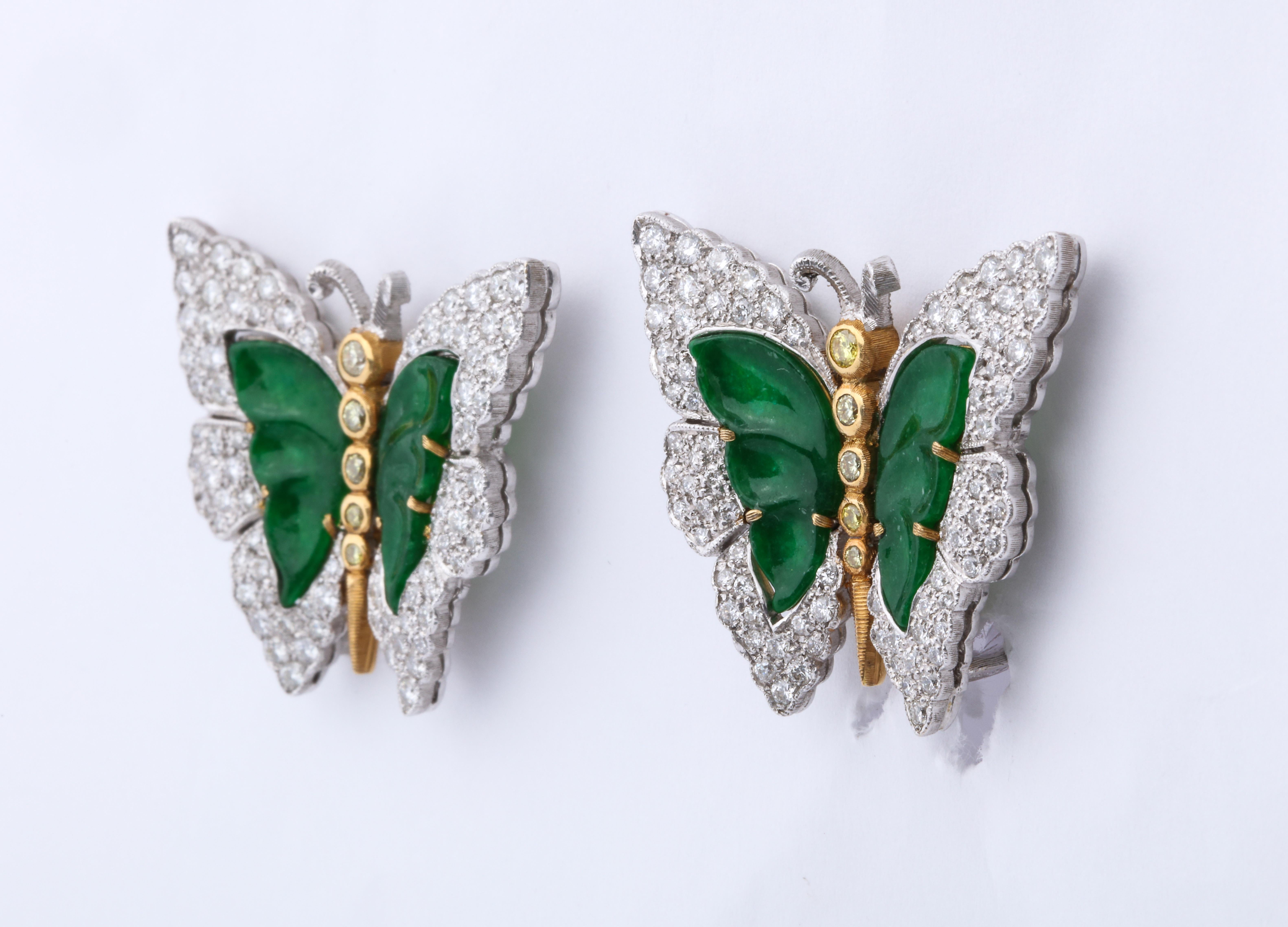 Buccellati Jade Diamond Butterfly Earclips 6