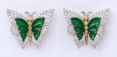 Buccellati Jade Diamond Butterfly Earclips