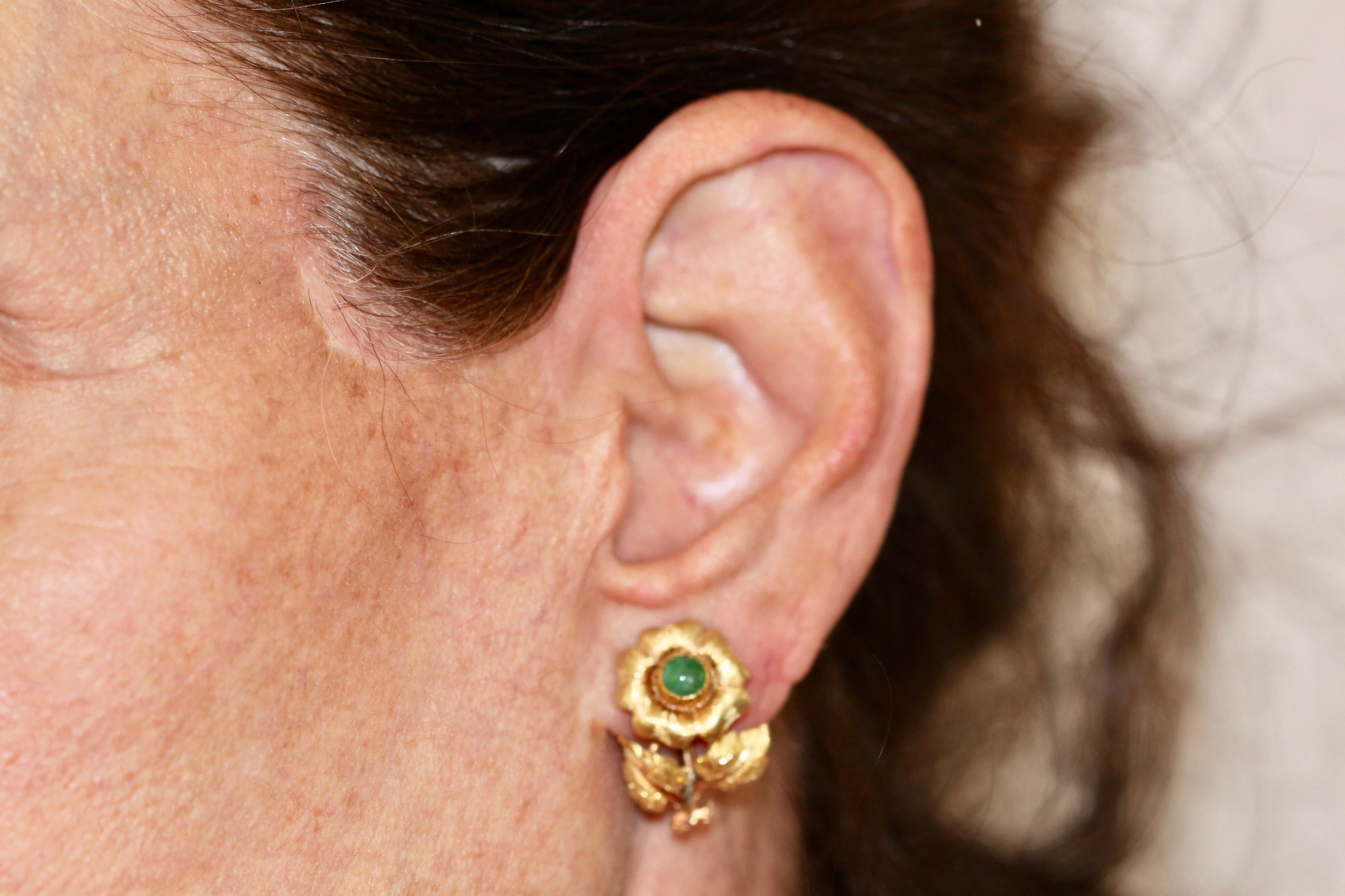 Buccellati Jade Flower Earrings 18 Karat 4