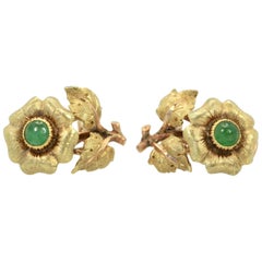 Buccellati Jade Flower Earrings 18 Karat
