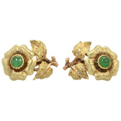 Buccellati Jade Flower Earrings 18 Karat