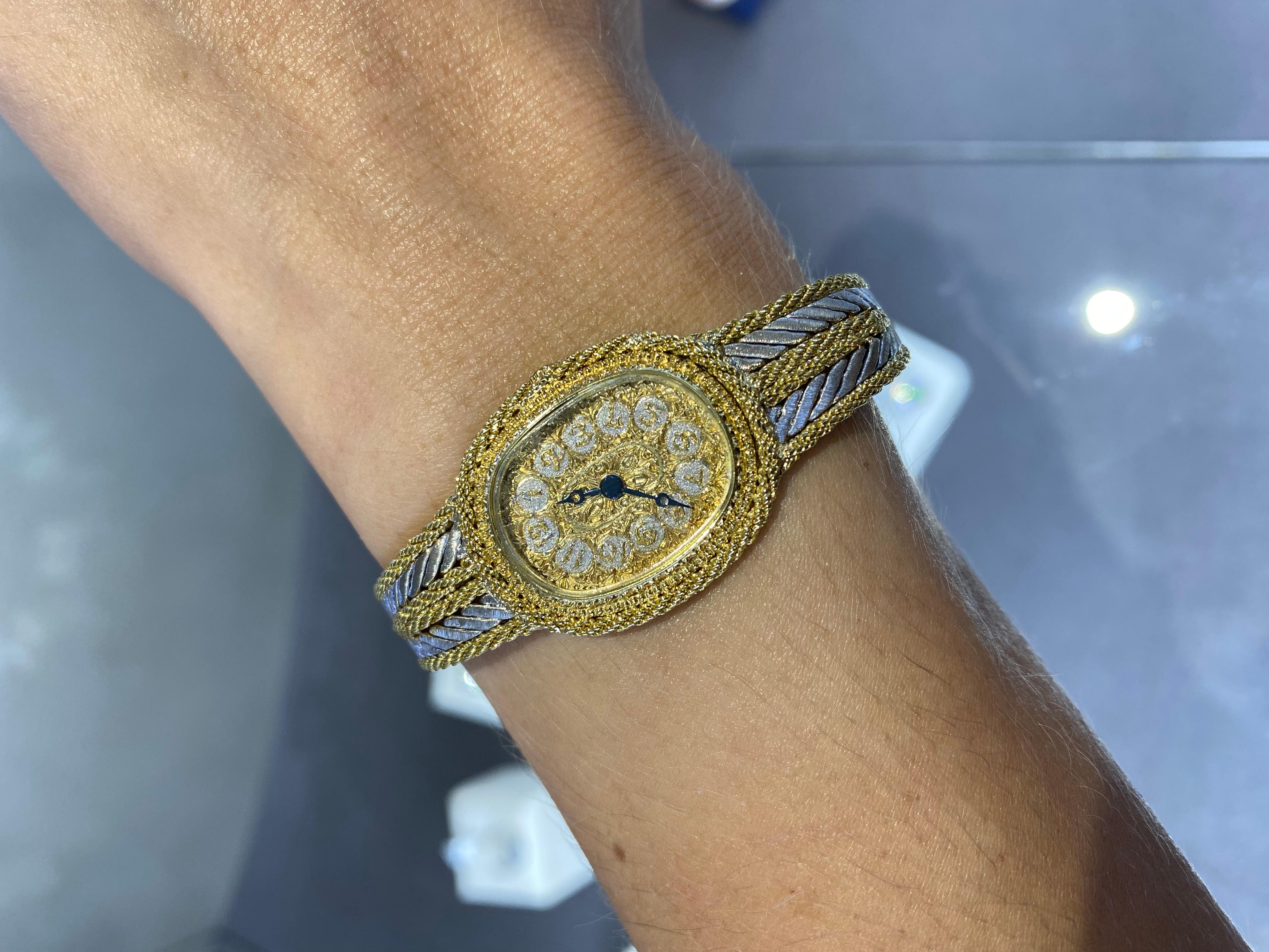 Buccellati Damen Armbanduhr 18K Gelb- und Weißgold im Zustand „Hervorragend“ in Miami, FL