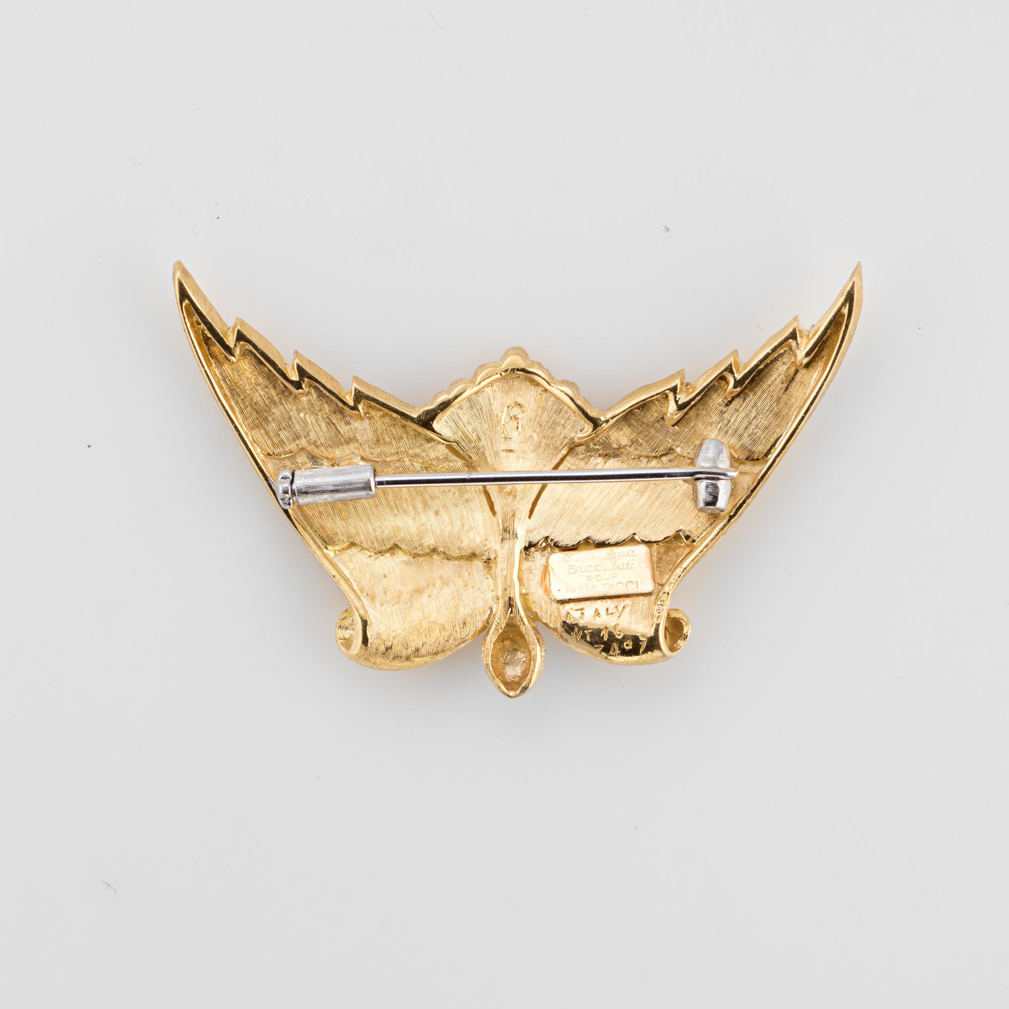 Modern Buccellati L'air Du Temps Angel Wings Brooch 18 Karat Gold Nina Ricci Vintage For Sale