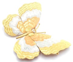 Buccellati Large Butterfly Yellow White Rose Gold Pin Brooch
