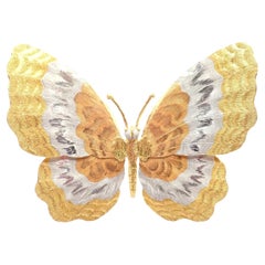 Buccellati Large Butterfly Yellow White Rose Gold Pin Brooch