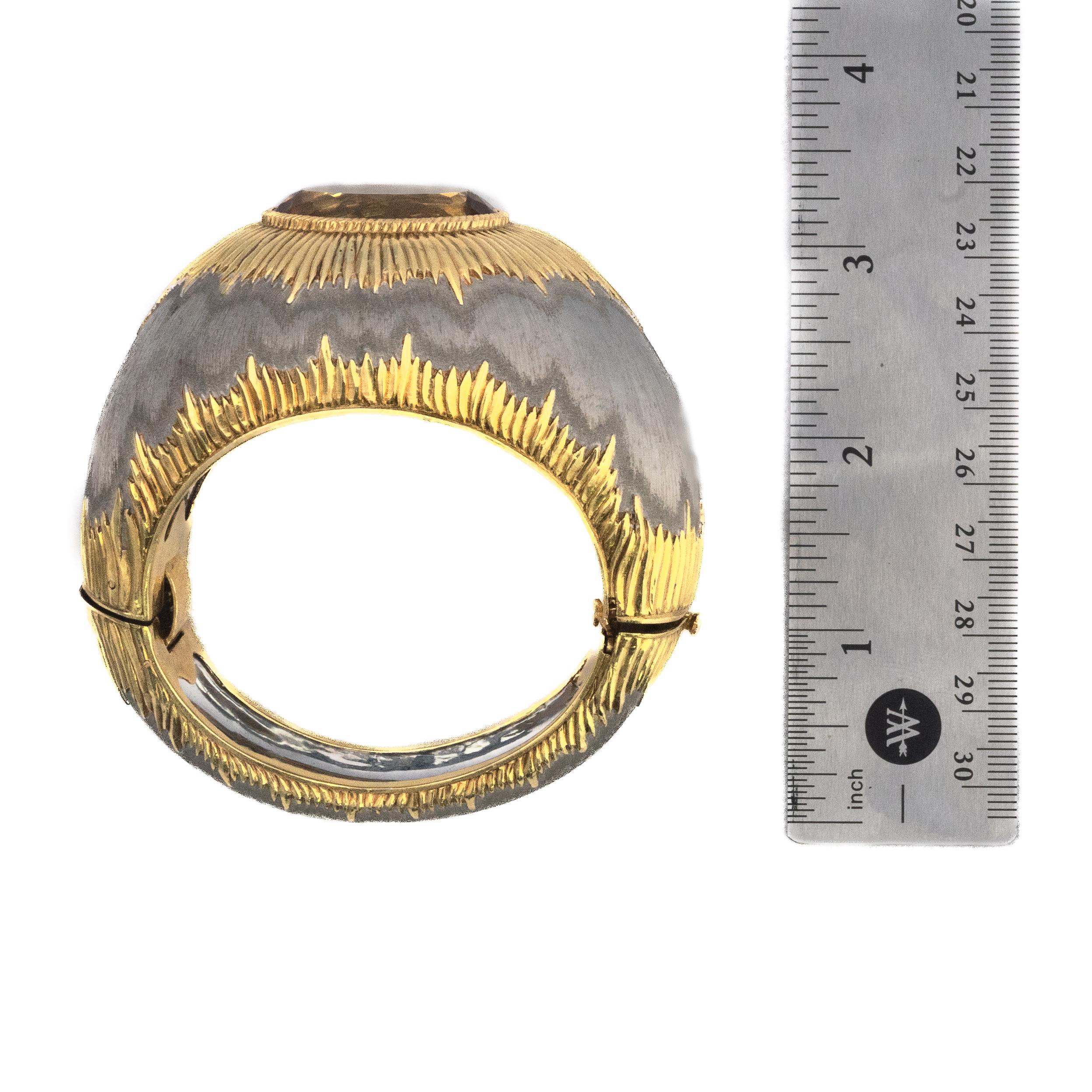 Taglio ovale Bracciale in oro bicolore con citrino grande di Buccellati in vendita
