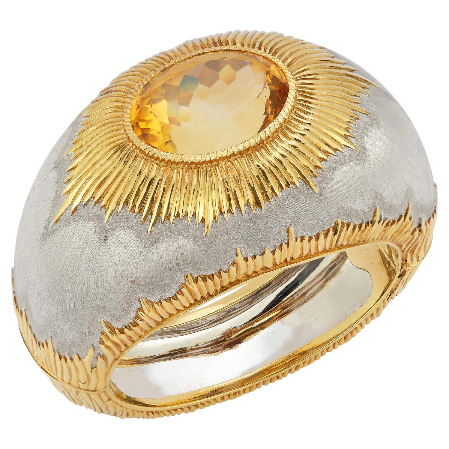 Buccellati Large Citrine Two-Tone Gold Bangle Bracelet