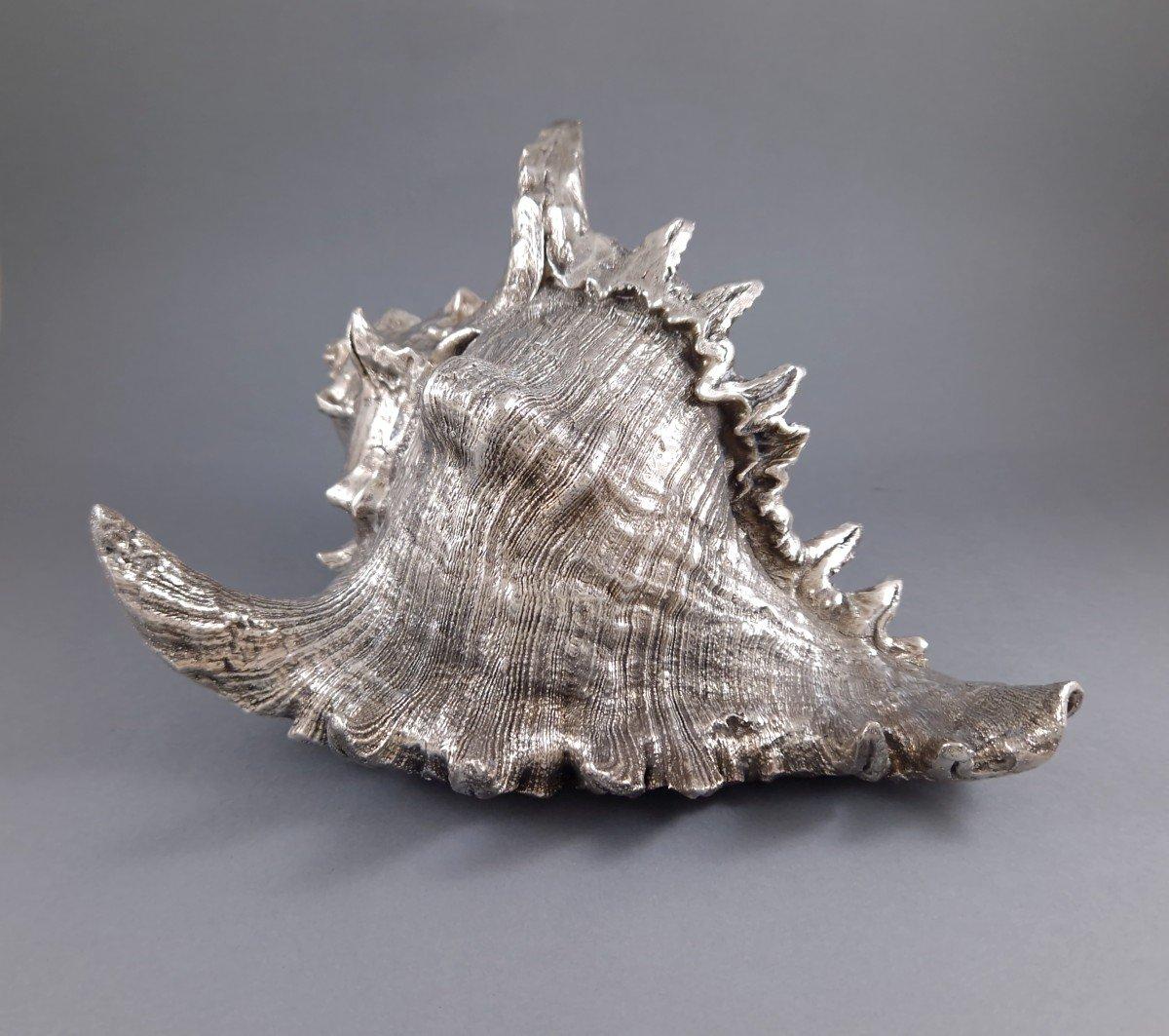 Italian Buccellati - Large Mounted Shell In Sterling Silver For Sale