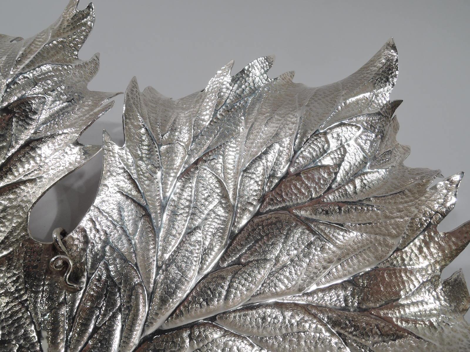 Modern Buccellati Large Sterling Silver Figural Maple Leaf Dish