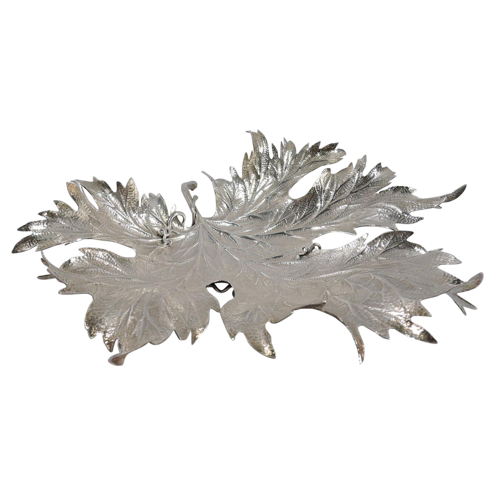 Buccellati Large Sterling Silver Figural Maple Leaf Dish