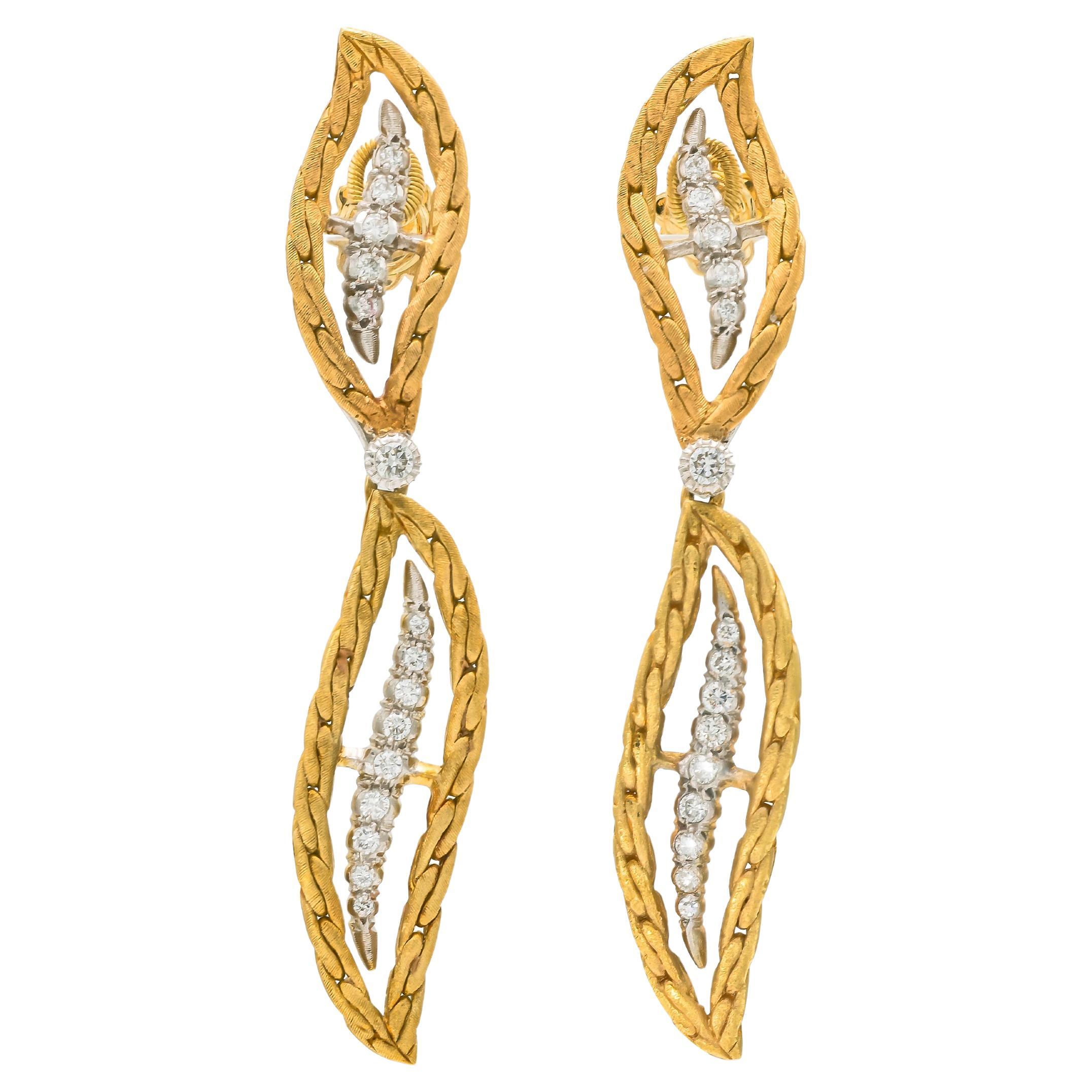 Buccellati Leaf Dangle Earrings with Diamonds