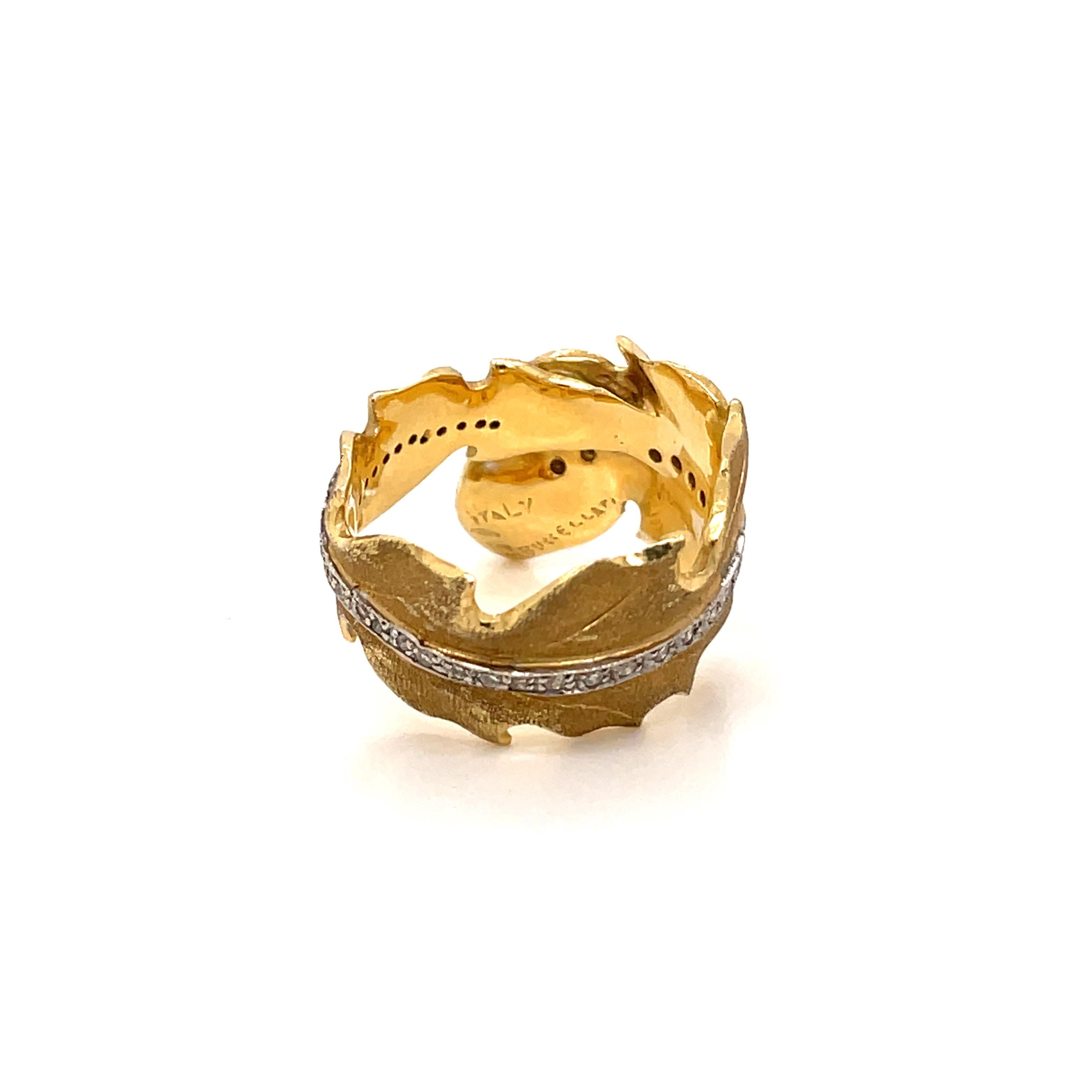 Buccellati Leaf Diamond Gold Ring 10
