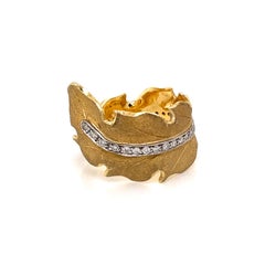 Buccellati Leaf Diamond Gold Ring