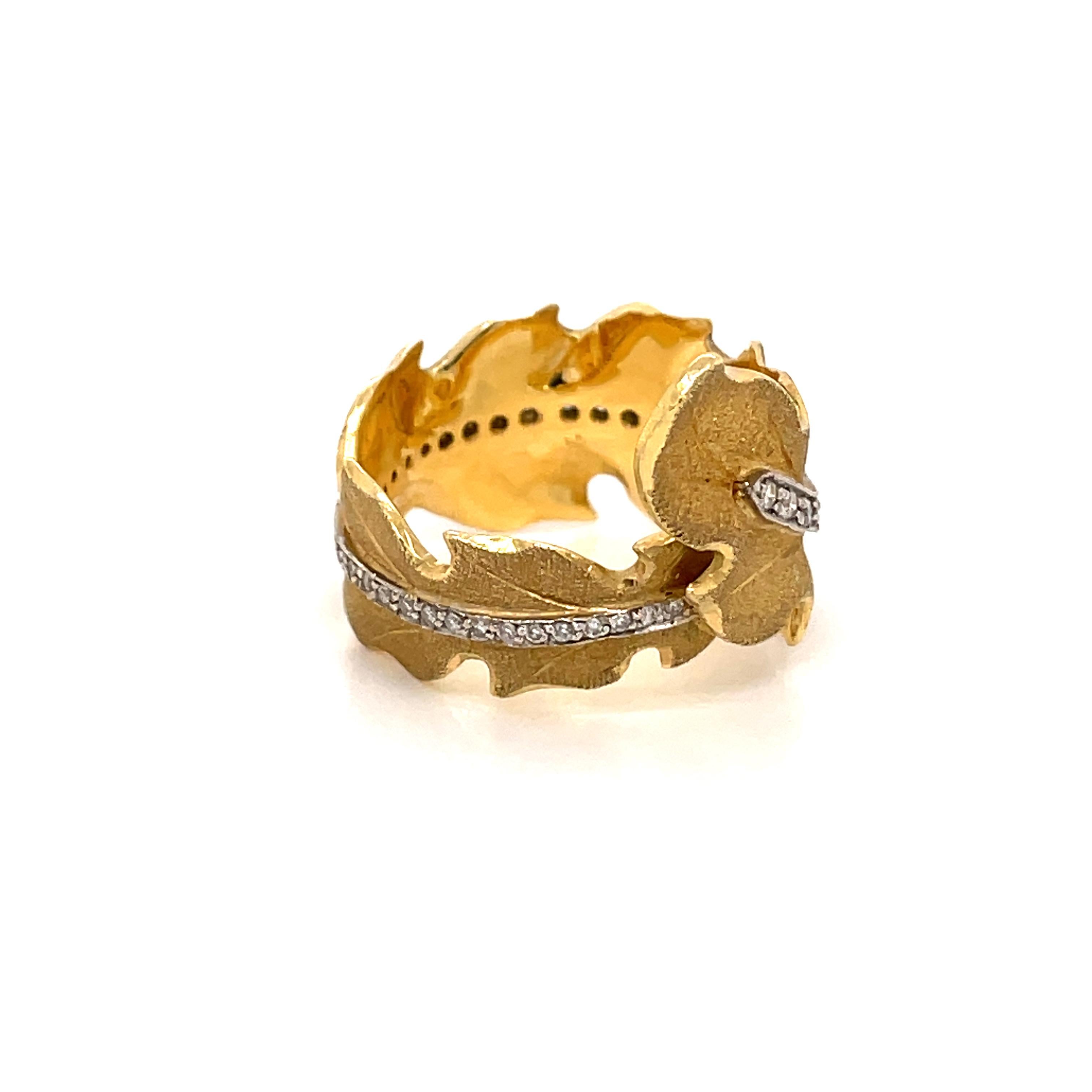 Women's Buccellati Leaf Diamond Gold Ring