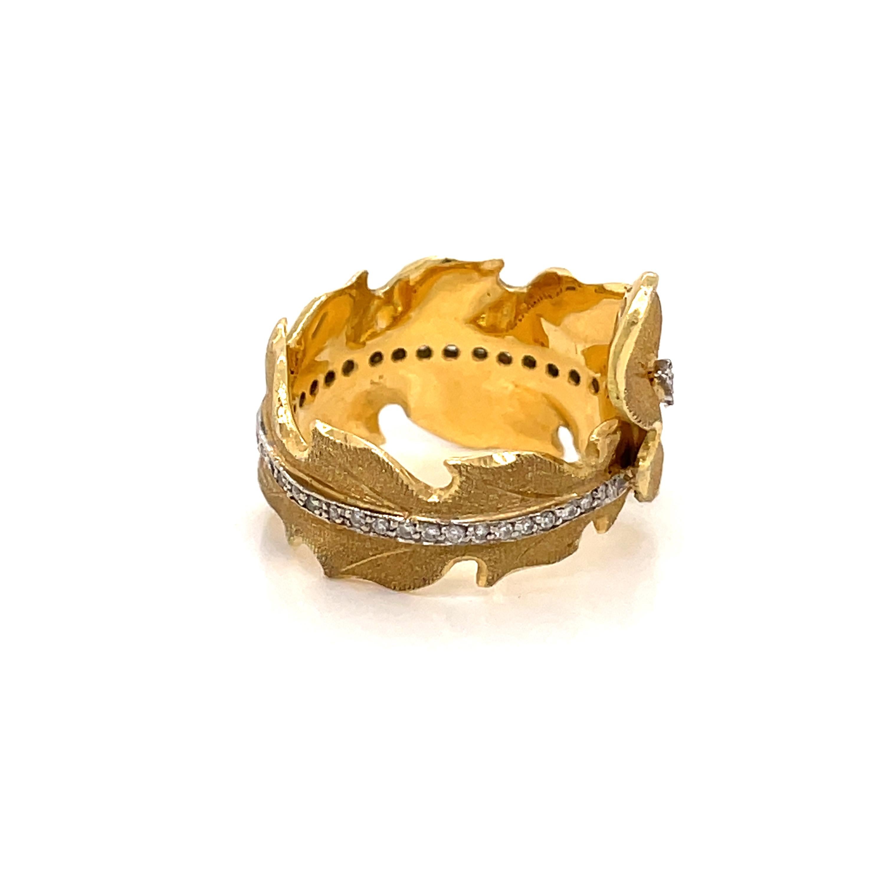 Buccellati Leaf Diamond Gold Ring 1