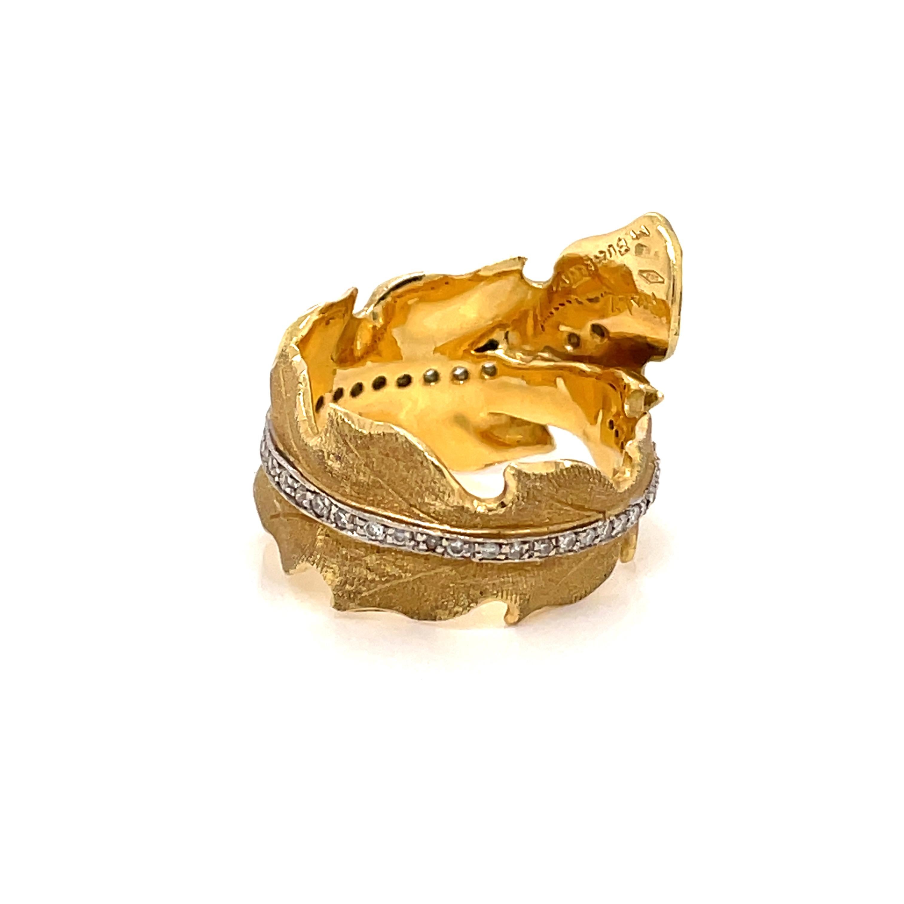 Buccellati Leaf Diamond Gold Ring 2